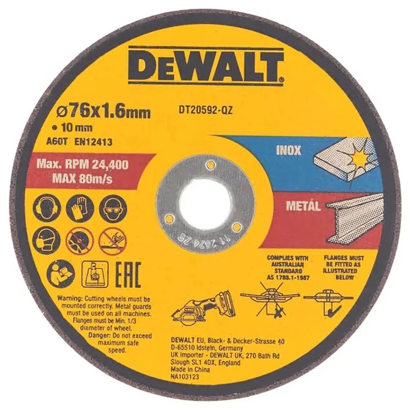 Диск отрезной по металлу DeWalt 76x1.6x10мм 3шт. DT20592-QZ