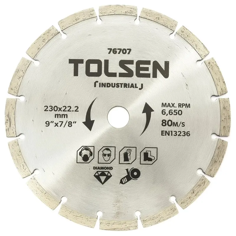 Диск алмазный отрезной сегментированный TOLSEN 230x22.2мм 76707
