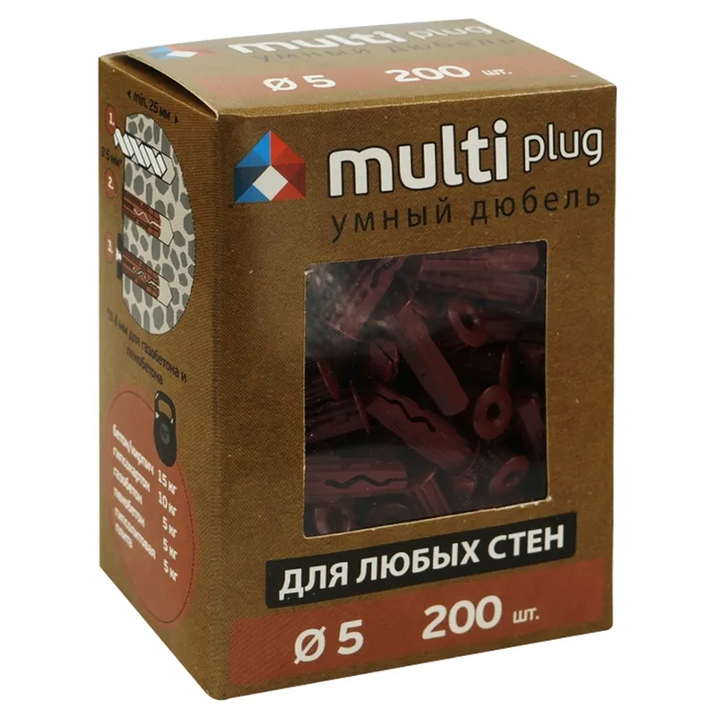 Дюбель универсальный ЕВРОПАРТНЕР MULTI plug 5x20мм 200шт. 88194